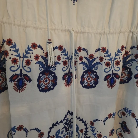 FARM Rio White Long-Sleeve Maxi Dress with Blue and Purple Embroidery - Picture 8 of 9